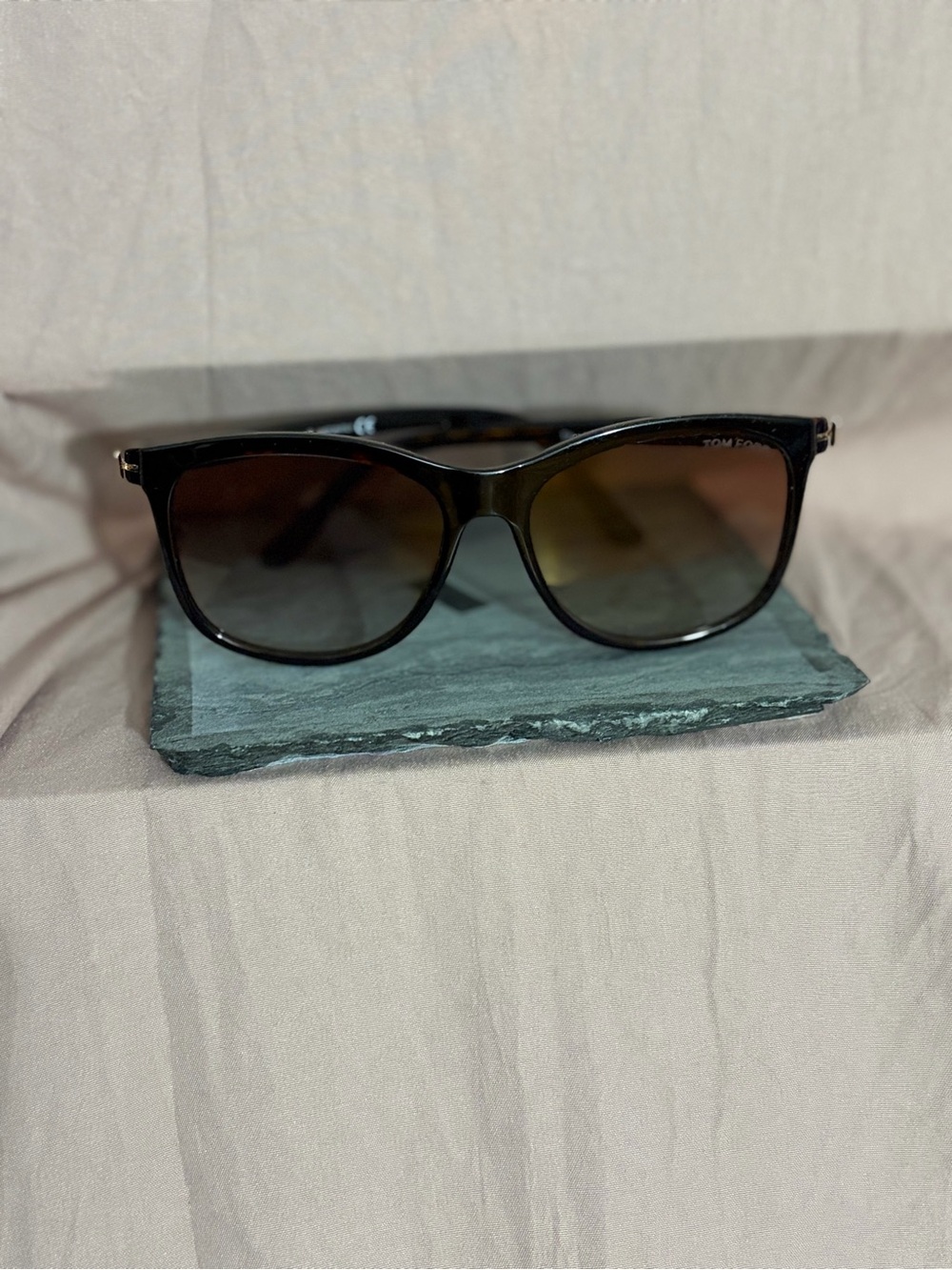 TF Tortoise Frame Sunglasses with Brown Gradient Lenses and gold hardware
